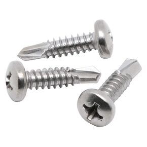 #14 x 1" Phillips Pan Head Self Tapping Screws Sheet Metal Tek Screws, Stainless Steel 410, Pack of 50