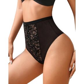 OLIKEME Thongs Shapewear Tummy Control Underwear High Waisted Lace Thong Panties Sexy Body Shaper for Women