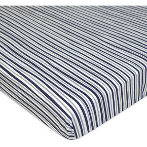 ملاءة سرير أطفال صغيرة الحجم قابلة للحمل والنقل مصنوعة من قطن جيرسي بنسبة 100% مطبوعة من شركة American Baby Company، خطوط مرحة باللون الكحلي/الرمادي، ناعمة قابلة للتنفس، للأولاد in Kuwait