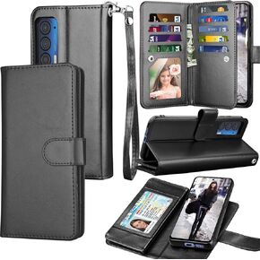 Tekcoo Wallet Case for Moto Edge 2021 / Motorola Moto Edge 5G UW, Luxury PU Leather ID Cash Credit Card Slots Holder Carrying Pouch Folio Flip Cover [Detachable Magnetic Cases] Lanyard - Rose Gold