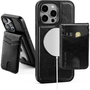 for Compatible Magsafe Magnetic 2 in 1 Detachable iPhone 14 Pro Wallet Case with Card Holder,for Women Men,PU Leather RFID Blocking Flip Kickstand Credit Slots for Apple 14 Pro,Black