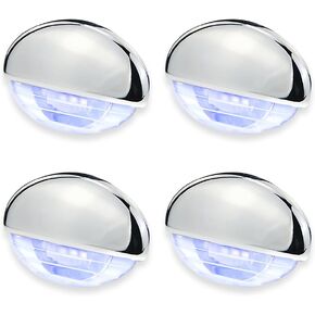 4PCS Boat Interior Courtesy Lights Step Lights Stair Lights Accent Utility Lighting Flush Mounted IP67 Waterproof Lamp For Yacht ，RV, Caravan,Pontoon,Fishing Boat,Sailboat DC12V (Blue)