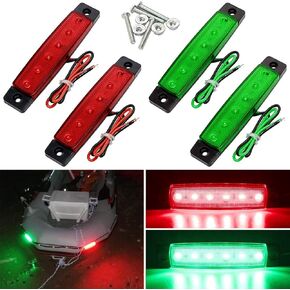 Shangyuan Navigation Lights, LED Boat Light for Bow Light, Marine Led Lights Strip for Kayak Pontoon Boat Dinghy Yacht Vessel Catamaran, with Screw Set & Foam Tape Bases, 2PCS Red and 2PCS Green