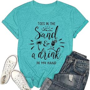 Summer Beach Shirts for Women Palm Tree Graphic Hawaiian Vacation Tops