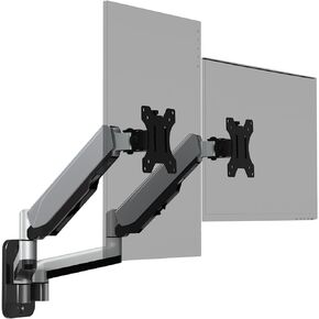 حامل شاشة مزدوج على الحائط، ذراع شاشة حائط زنبركي غازي للشاشات المسطحة/المنحنية مقاس 17 إلى 32 بوصة، كل منها يحمل ما يصل إلى 19.8 رطلًا، حامل شاشة VESA قابل للتعديل ودوار الحركة بالكامل in Kuwait