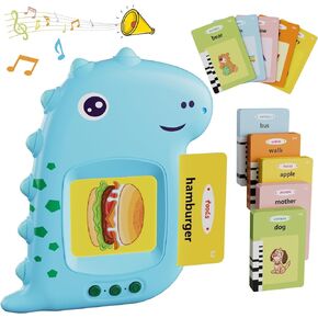 Talking Flash Cards with 224 Sight Words, Preschool Montessori Toys for Early Learning, Toddler Words Learning Interactive Toys, Dinosaur Educational Gift and Toy for 3 4 5 Years Old (Blue)