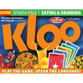KLOO Learn Spanish Card Game | 'Food & Drink' Vocabulary | Fun for Family Kids Adults School | Speak 100's Words in a Flash | Thousands of Sentences | Juegos de Cartas en Español | 1–4 Players