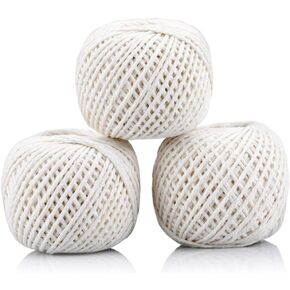 Natural White Cotton Cooking Twine 984 Feet Food Safe Kitchen Twine String for Trussing and Tying Poultry and Meat Making Sausage,Cotton Butchers Twine String,Crafts Twine