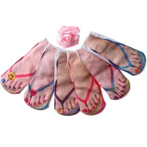 3D Manicure Print Socks Funny Flip Flop Socks 3D Pattern Socks Sandal Socks Low Cut Ankle Silly Socks- A Gag Gift