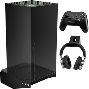 مجموعة Allnice Xbox Series X للتثبيت على الحائط، ملحقات تثبيت قابلة للدوران لـ Xbox Series X مع خطافين لحمل وحدة التحكم وتصميم حامل الحائط لسماعة الرأس لتوفير المساحة (التثبيت على الحائط) in Kuwait