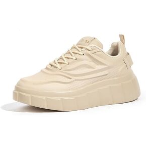 LUCKY STEP Women's Platform Fashion Sneakers Classic Tennis Faux Leather Low Top Casual Walking Shoes
