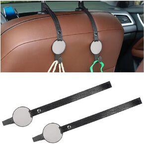 2PCS Car Headrest Hook, Automotive Seat Hanger Hooks Holder for Purse Grocery Bag Coat Umbrella Handbag Storage Organizer, Vehicle Interior Organization Accessories, Universal Fit（Brown）