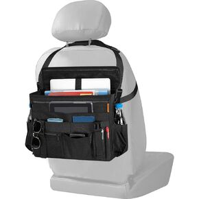 منظم المقعد الأمامي والخلفي للسيارة مع مساحة تخزين مخصصة للكمبيوتر اللوحي/الكمبيوتر المحمول وأشرطة جانبية ثابتة وحزام كتف ناعم قابل للتعديل، وحجرة متعددة الوظائف للتخزين باللون الأسود in Kuwait