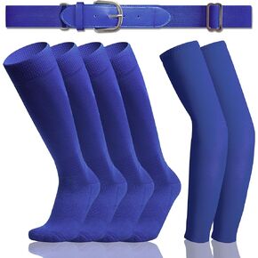 2 Pair Youth Softball/Baseball Socks - 1 Baseball Belt and 1 Baseball Arm Sleeve Combo for Men and Boy
