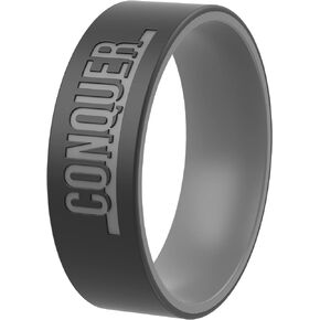 ThunderFit Silicone Wedding Ring Unisex, Laser Printed Design Shapes/Hunt Band Collection - 9mm Width 2mm Thick