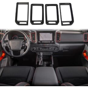 Korlot Carbon Fiber Center Console Air Outlet AC Vent Cover Trim for Nissan Frontier 2022+