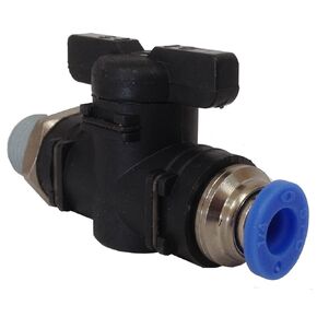 PneumaticPlus BC-1/4-N1/4 Mini PPS Resin Body Straight Ball Valve 1/4" OD Tube X 1/4" NPT, Push-to-Connect (Tube X Male)