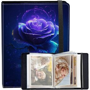 Photo Album 3.5x5 80 Photos Small Capacity PU Leather Cover, American Eagle Mini Photo Album 3.5x5 with Elastic band, Birthday Christmas Photo Albums Wedding Anniversary