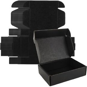 50 Pack 5.8x3.8x1.5 Inches Black Shipping Boxes, Kraft Corrugated Cardboard Box Small Flat Shipping Packaging Boxes for Small Business Mailing Jewelry Craft Ornament Gift Packaging Supplier