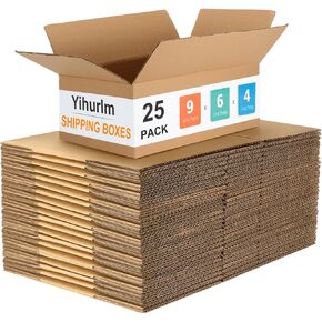 Shipping Boxes,25 Pack Brown Corrugated Cardboard Boxes,Small Cardboard Shipping Boxes,Kraft Mailing Boxes for Small Business Packaging Shipping and Storing(9x6x4in)