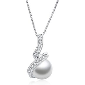 YFN Sterling Silver Pearl Pendant Necklace Elegant Jewelry Gifts for Women