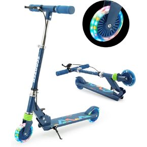 Scooter Toys for Kids Ages 6-12/3-5, Scooters with Shock Absorption, Lightweight, Foldable and Height Adjustable, Balance Exercises for Kids, Christmas Birthday Gifts for Girls Boys