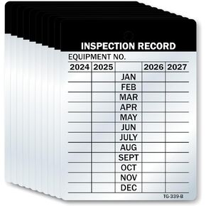 SmartSign Inspection Record Tags, 4-Year Maintenance Write-On Tags, 3 x 2.25 inch, 20 mil Thick Heavy Duty Aluminum, Pack of 10