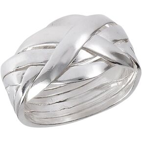 Six Piece Hard Puzzle Knot Weave Mesh Ring .925 Sterling Silver Band Sizes 6-12