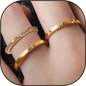 Gold Rings That Don't Tarnish Gold Engagement Rings Gold Cubic Zirconia Rings Danity Wedding Band Rings for Women Non Tarnish Stackable Knuckle Rings Set for Teen Girls