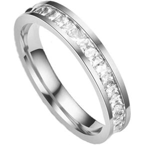 Sterling Silver Jewelry Semi Mount Wedding Band Ring Princess Zircon Mount 18K White Gold Plated