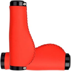 Bike Handlebar Grip,PU Leather Double Lock On Handle Grips Ergonomic Design Bicycle Grips for Mountain Bike Folding Bicycle