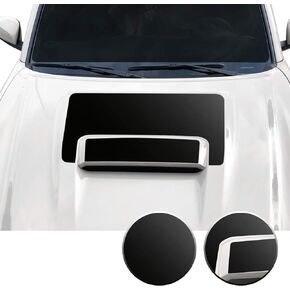 Optix Hood Scoop Vinyl Overlay Decal Wrap Trim Inserts Sticker Compatible with and Fits Tacoma TRD Sport 2016 2017 2018 2019 2020 - Metallic Matte Chrome Black