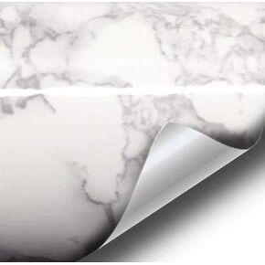VViViD Architectural White Grey Marble Gloss Vinyl Film Contact Paper 16" x 6.5ft Roll