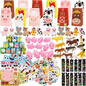 ANPHILE Farm Party Favors, 134 PCS Farm Animal Party Favors, Farm Party Decorations Barnyard Birthday Party Supplies, Return Gifts for Kids Birthday, Goody Bag Stuffers