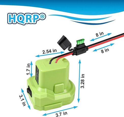 محول بطارية HQRP مع مصهر ومفتاح، محول عجلة الطاقة متوافق مع بطارية Ryobi ONE Plus 18 فولت، محول طاقة للركوب بنفسك على الشاحنة، ألعاب RC، الروبوتات وأضواء العمل in Kuwait