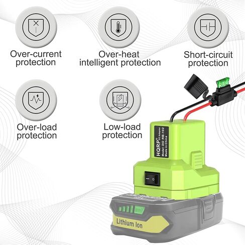 محول بطارية HQRP مع مصهر ومفتاح، محول عجلة الطاقة متوافق مع بطارية Ryobi ONE Plus 18 فولت، محول طاقة للركوب بنفسك على الشاحنة، ألعاب RC، الروبوتات وأضواء العمل in Kuwait
