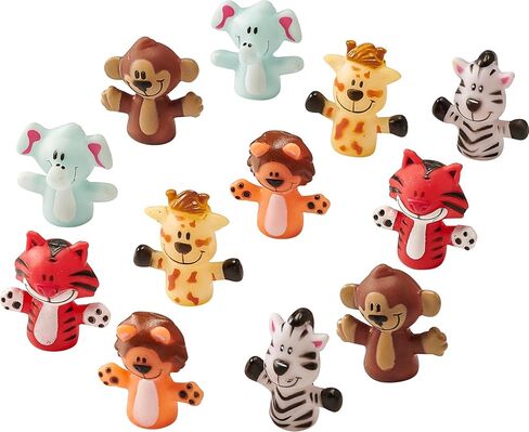 Animal Finger Puppets by Forest & Twelfth Kids, Fun Gifts and Party Favors for Boys and Girls, Includes Lion, Elephant, Tiger, Giraffe, Tiger & Monkey Toys, Pack of 12 or 24 (Pack of 12) in Saudi Arabia
