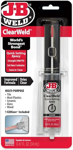 J-B Weld Clear 5 Minute Epoxy، 14 مل، خلاط ثابت، عبوتين، ClearWeld 14 مل، 50114H-2 in Kuwait