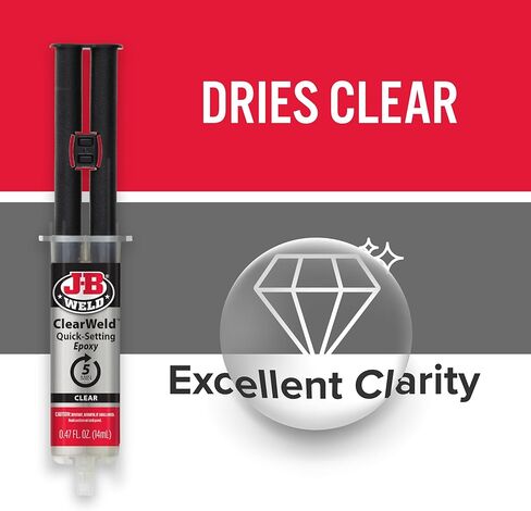 J-B Weld Clear 5 Minute Epoxy، 14 مل، خلاط ثابت، عبوتين، ClearWeld 14 مل، 50114H-2 in Kuwait