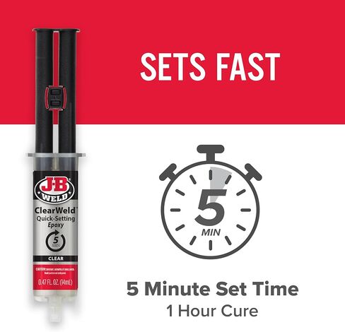 J-B Weld Clear 5 Minute Epoxy، 14 مل، خلاط ثابت، عبوتين، ClearWeld 14 مل، 50114H-2 in Kuwait