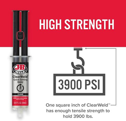 J-B Weld Clear 5 Minute Epoxy، 14 مل، خلاط ثابت، عبوتين، ClearWeld 14 مل، 50114H-2 in Kuwait