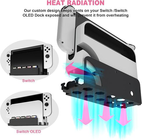GA-M Wall Mount Compatible with Nintendo Switch and Switch OLED, Metal Wall Mount Stand with 5 Game Card Holders, Headphone Holder and 4 Joy Con Hanger. (Black) in Kuwait
