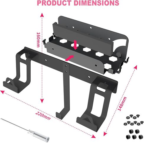 GA-M Wall Mount Compatible with Nintendo Switch and Switch OLED, Metal Wall Mount Stand with 5 Game Card Holders, Headphone Holder and 4 Joy Con Hanger. (Black) in Kuwait