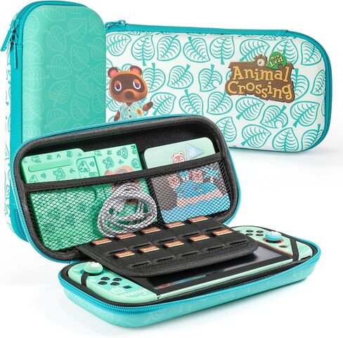 fnson Case for Switch with Animal Crossing, Switch Accessories Bundle Carry Case & Protective Case Cover, Screen Protector & Thumb Grip Green (SWITCH OLED) in Saudi Arabia