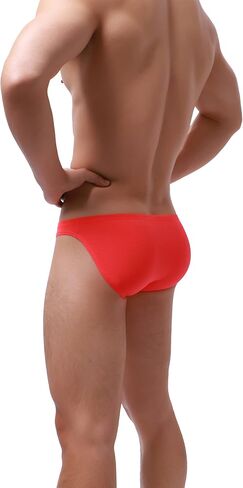IKINGSKY Men's Stretch Big Pouch Briefs Sexy Low Rise Bikini Underwear Silky Striped Under Panties for Men in Saudi Arabia