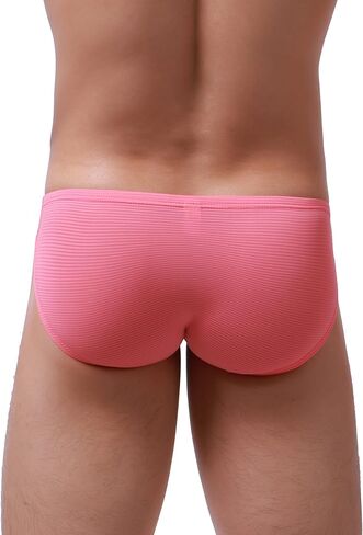 IKINGSKY Men's Stretch Big Pouch Briefs Sexy Low Rise Bikini Underwear Silky Striped Under Panties for Men in Saudi Arabia