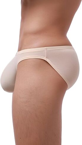 IKINGSKY Men's Stretch Big Pouch Briefs Sexy Low Rise Bikini Underwear Silky Striped Under Panties for Men in Saudi Arabia