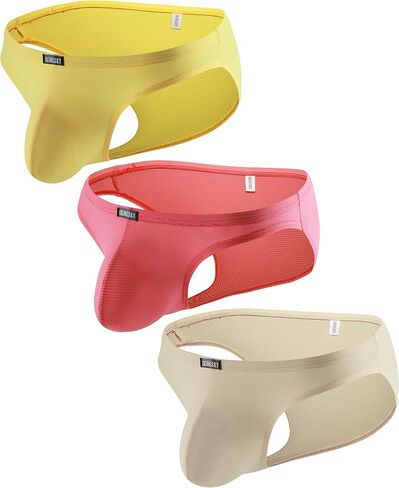 IKINGSKY Men's Stretch Big Pouch Briefs Sexy Low Rise Bikini Underwear Silky Striped Under Panties for Men in Saudi Arabia