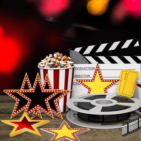 60 Pcs Movie Star Cutouts, 6 Inch Large Star Confetti Paper Cut Outs Glitter Star Cardboard Red Carpet Party Decorations Star Awards Night Supplies for Movie Party Bulletin Board Classroom in Saudi Arabia