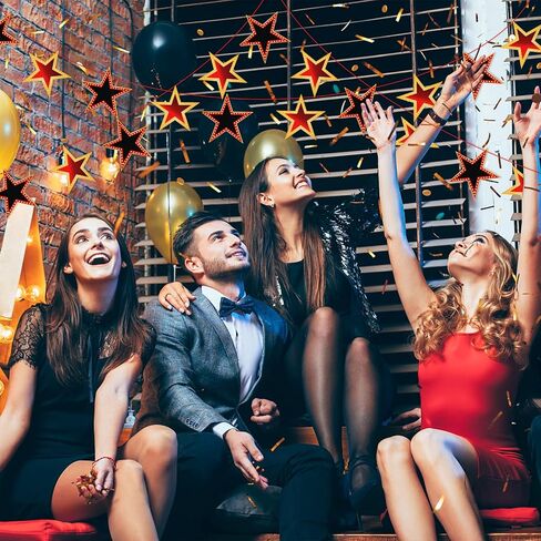 60 Pcs Movie Star Cutouts, 6 Inch Large Star Confetti Paper Cut Outs Glitter Star Cardboard Red Carpet Party Decorations Star Awards Night Supplies for Movie Party Bulletin Board Classroom in Saudi Arabia